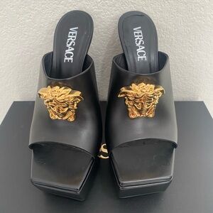 Versace Platform Mules Black And Gold US 8.5/EU 39
